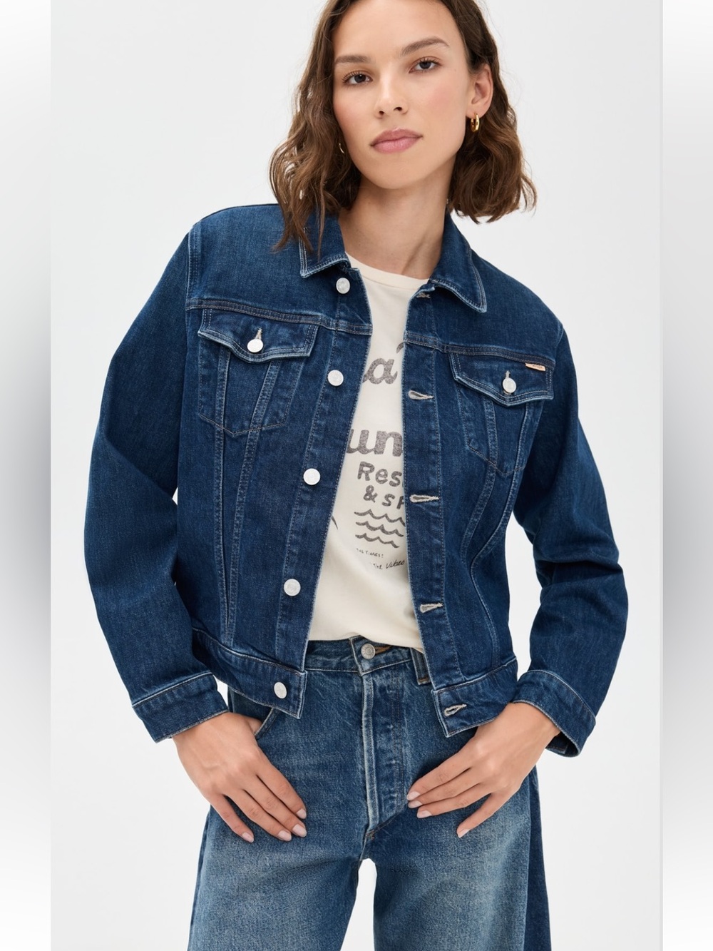 MOTHER Superior The Bruiser Denim Jacket M Perfectly Imperfect NWT 90s Layering